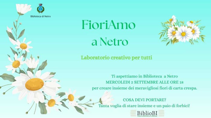 Netro, in biblioteca un laboratorio creativo dedicato ai fiori di carta crespa Netro, in biblioteca un laboratorio creativo dedicato ai fiori di carta crespa