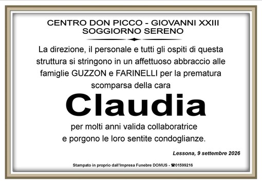 Claudia Farinelli, in Guzzon - Partecipazione Claudia Farinelli, in Guzzon - Partecipazione