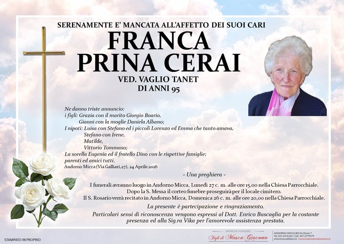 Franca Prina Cerai Ved. Vaglio Tanet