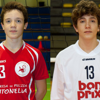 Federico Gioggia dell'Occhieppese U14 e Marco Germanetti del Biella Volley U17 Federico Gioggia dell'Occhieppese U14 e Marco Germanetti del Biella Volley U17