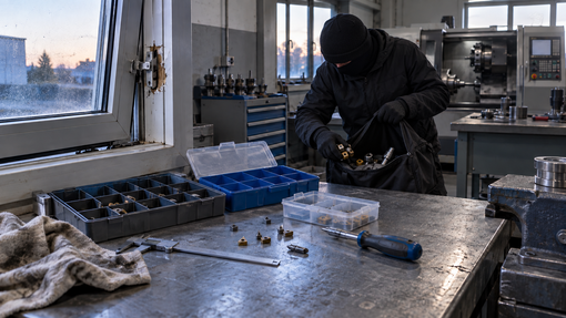 Ladri in azione a Dorzano, colpita un’azienda di torneria meccanica - Immagine generata con IA Ladri in azione a Dorzano, colpita un’azienda di torneria meccanica - Immagine generata con IA
