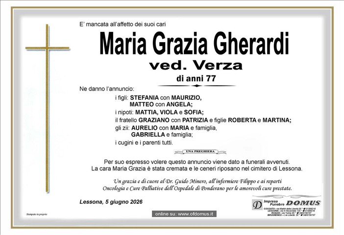 Maria Grazia Gherardi, ved. Verza