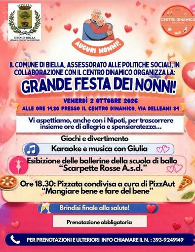 Biella, musica e balli per la Festa dei Nonni Biella, musica e balli per la Festa dei Nonni
