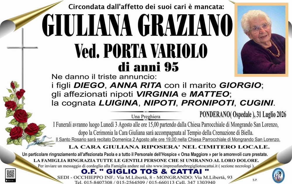 Giuliana Graziano, ved. Porta Variolo Giuliana Graziano, ved. Porta Variolo