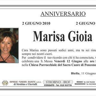 Marisa Gioia, anniversario