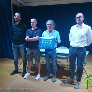 Presentato il nuovo Gaglianico Calcio: da sinistra Marino, Isabelli, Bifernino, Chieppa - Foto Alessandro Bozzonetti per newsbiella.it