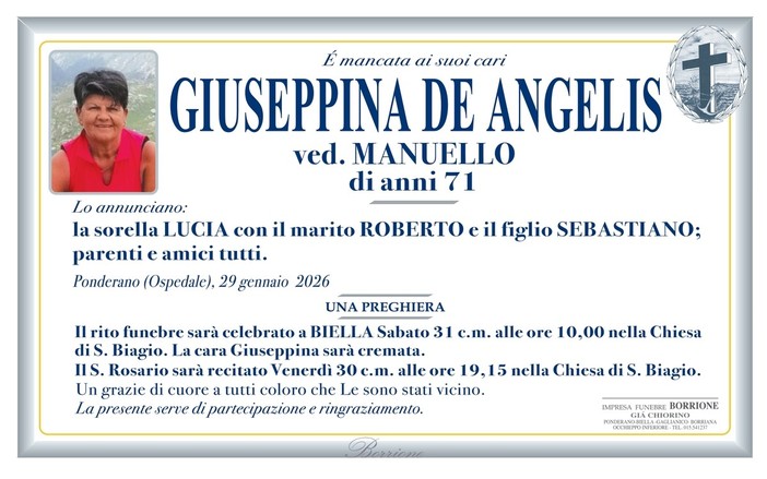 Giuseppina De Angelis, ved. Manuello