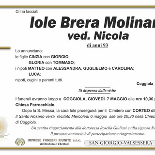 Iole Brera Molinaro, ved. Nicola