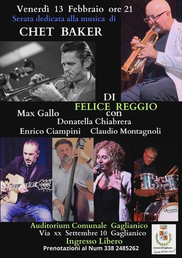 Gaglianico, concerto "Chet is back” omaggio a Chet Baker