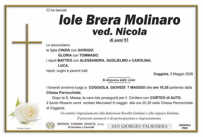 Iole Brera Molinaro, ved. Nicola