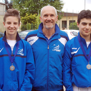 Il maestro Maurizio Feggi con Erik Siviero e Federico Bosoni
