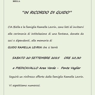 Piedicavallo ricorda Guido Ramella Levrin: una fontana in sua memoria
