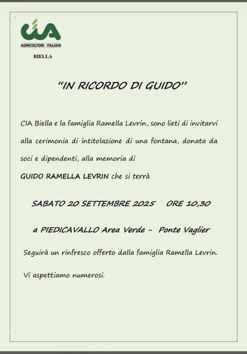Piedicavallo ricorda Guido Ramella Levrin: una fontana in sua memoria Piedicavallo ricorda Guido Ramella Levrin: una fontana in sua memoria