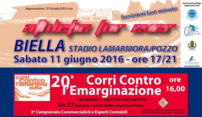 Sabato 11 giugno la nona edizione della maratonina di Biella Sabato 11 giugno la nona edizione della maratonina di Biella