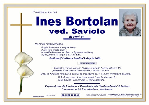 Ines Bortolan, ved. Saviolo