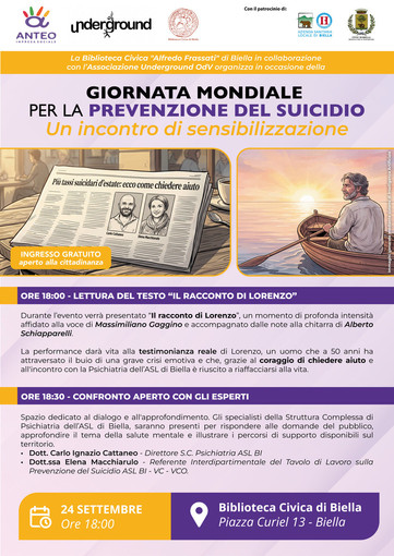 Giornata Mondiale per la Prevenzione del Suicidio, il racconto di Lorenzo: quando chiedere aiuto è un nuovo inizio Giornata Mondiale per la Prevenzione del Suicidio, il racconto di Lorenzo: quando chiedere aiuto è un nuovo inizio
