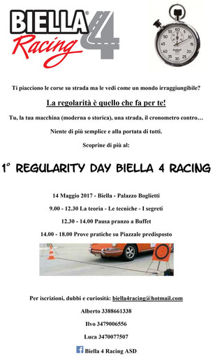 Biella 4 Racing, a maggio la giornata dedicata alla regolarità Biella 4 Racing, a maggio la giornata dedicata alla regolarità