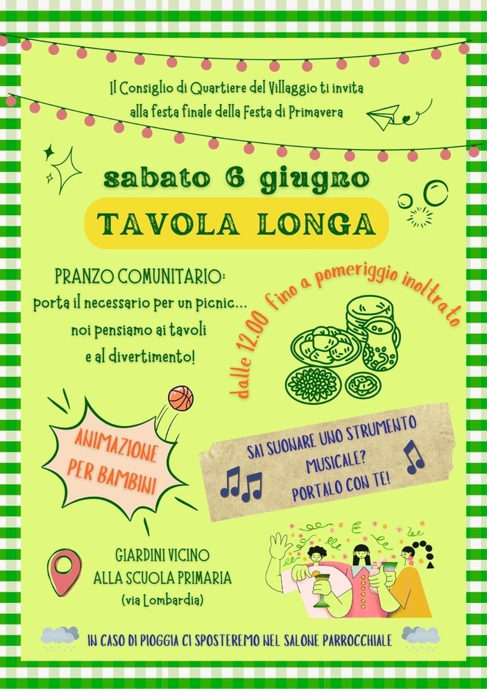Al Villaggio arriva la “Tavola Longa”: pranzo comunitario, musica e giochi per tutti