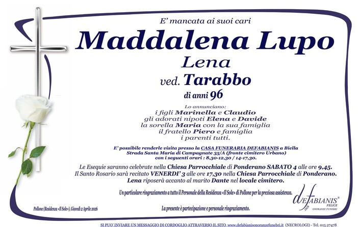 Maddalena Lupo (Lena), ved. Tarabbo