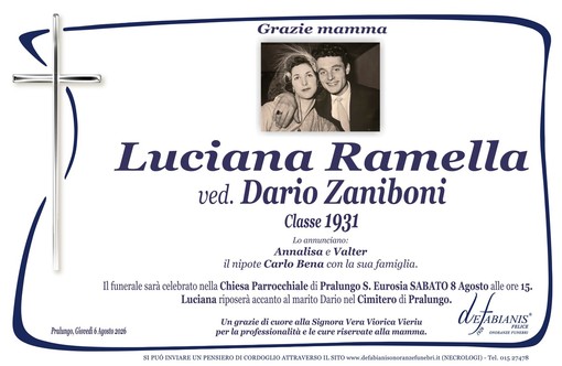 Luciana Ramella, ved. Dario Zaniboni Luciana Ramella, ved. Dario Zaniboni