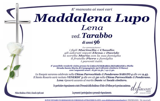 Maddalena Lupo (Lena), ved. Tarabbo Maddalena Lupo (Lena), ved. Tarabbo