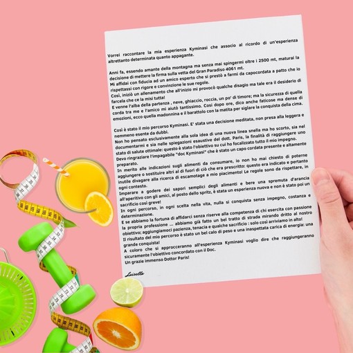 Il dialogo con la bellezza di Beauty Med: la lettera di una paziente per raccontare il successo del suo percorso Kyminasi. Il dialogo con la bellezza di Beauty Med: la lettera di una paziente per raccontare il successo del suo percorso Kyminasi.