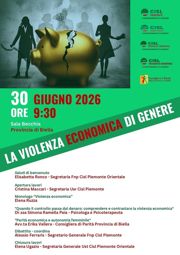 Biella, un incontro sulla violenza economica di genere Biella, un incontro sulla violenza economica di genere