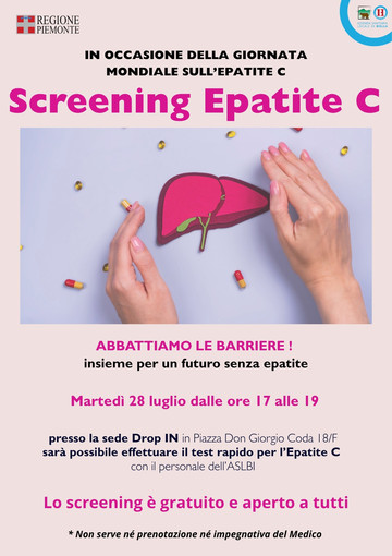 Epatite C, test gratuiti a Biella per la Giornata mondiale: al via anche lo screening nelle aziende Epatite C, test gratuiti a Biella per la Giornata mondiale: al via anche lo screening nelle aziende