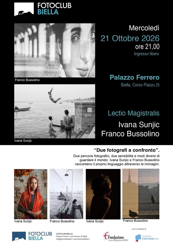 Biella, a Palazzo Ferrero la lectio magistralis “Due fotografi a confronto” Biella, a Palazzo Ferrero la lectio magistralis “Due fotografi a confronto”