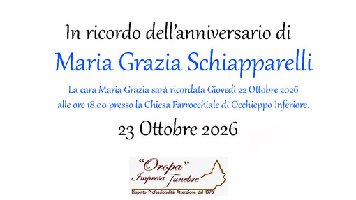 Maria Grazia Schiapparelli - Anniversario Maria Grazia Schiapparelli - Anniversario