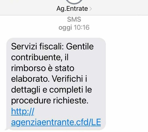 Falso SMS dell’Agenzia delle Entrate, attenzione alla truffa del rimborso Falso SMS dell’Agenzia delle Entrate, attenzione alla truffa del rimborso
