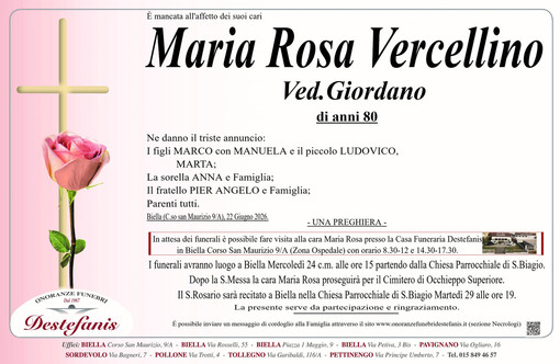 Maria Rosa Vercellino, ved. Giordano Maria Rosa Vercellino, ved. Giordano