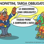 Targa ai monopattini: il mezzo smart che pesa come un'auto - Illustrazione di Giovanni Cavallo