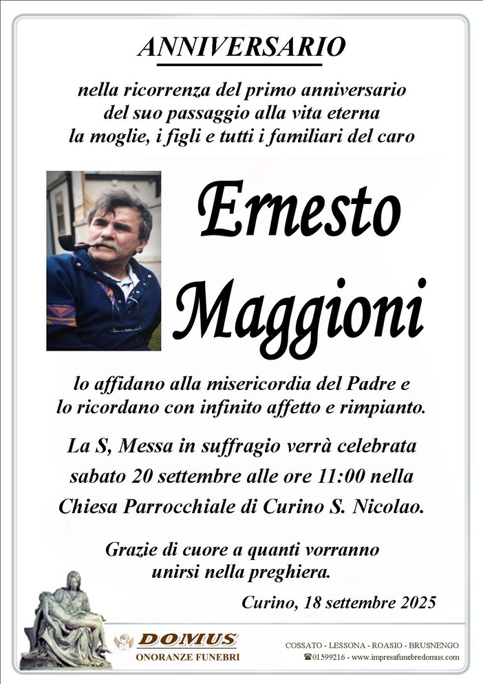 Ernesto Maggioni, anniversario