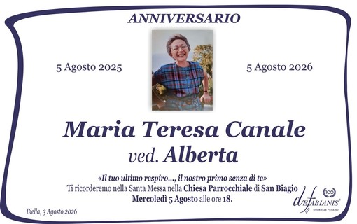 Maria Teresa Canale, ved. Alberta - Anniversario Maria Teresa Canale, ved. Alberta - Anniversario