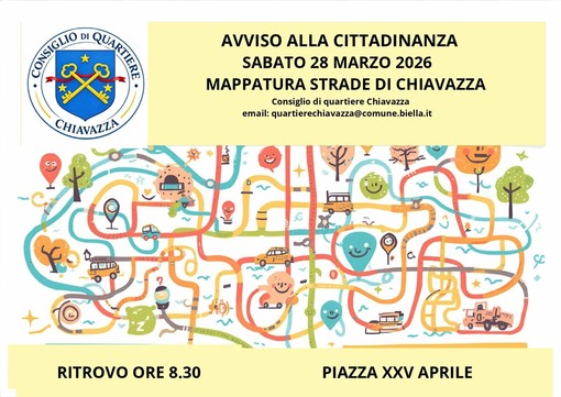 Chiavazza, al via la mappatura delle strade: cittadini invitati a partecipare