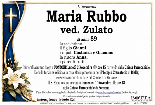 Maria Rubbo, ved. Zulato Maria Rubbo, ved. Zulato