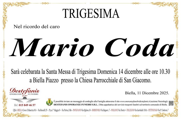 Mario Coda - Trigesima