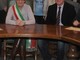 Mauro Masiero, nuovo primo cittadino di Sandigliano, accanto al sindaco uscente Anna Lanza