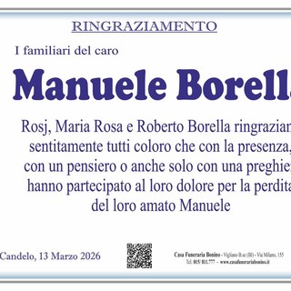 Manuele Borella, ringraziamento