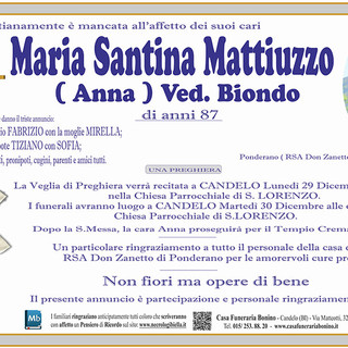 Maria Santina Mattiuzzo (Anna), ved. Biondo Maria Santina Mattiuzzo (Anna), ved. Biondo