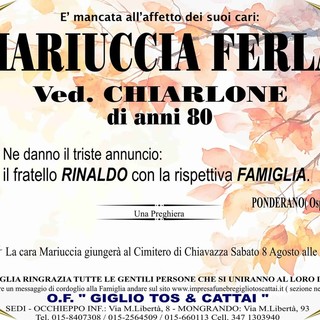 Mariuccia Ferla, ved. Chiarlone