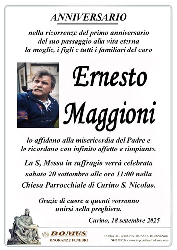 Ernesto Maggioni, anniversario