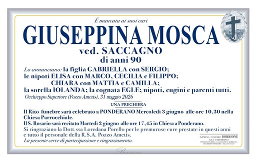 Giuseppina Mosca, Ved. Saccagno Giuseppina Mosca, Ved. Saccagno