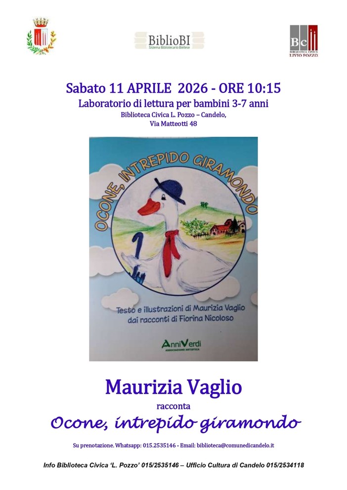 A Candelo un laboratorio di lettura per i più piccoli: arriva “Ocone, intrepido giramondo”