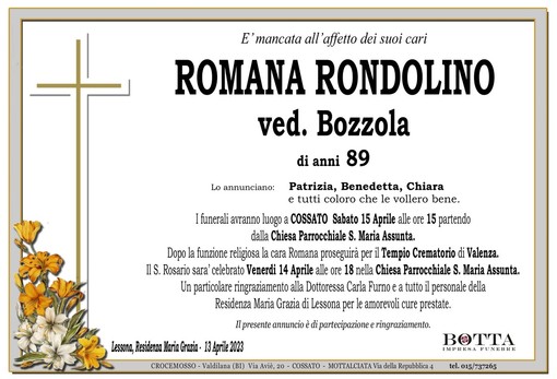 Romana Rondolino, ved. Bozzola Romana Rondolino, ved. Bozzola