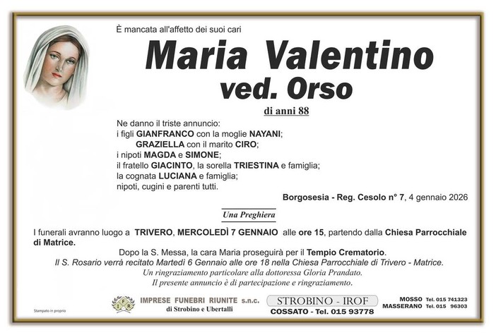 Maria Valentino, ved. Orso