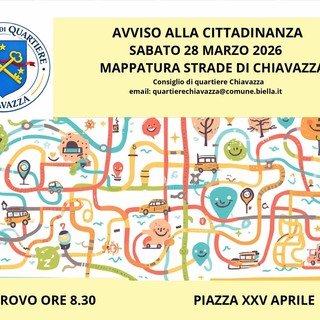 Chiavazza, al via la mappatura delle strade: cittadini invitati a partecipare