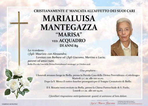 Marialuisa Mantegazza "Marisa", ved. Acquadro