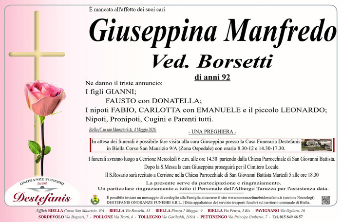 Giuseppina Manfredo, Ved. Borsetti